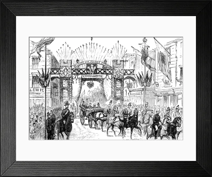 Framed Print : The Royal Visit to Swansea: the procession passing down High-Street, 1881. Creator: Unknown Framed Print : The Royal Visit to Swansea: the procession passing down High-Street, 1881. Creator: Unknown