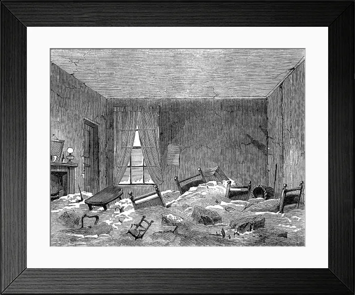 Framed Print : Effects of Flood at Lambeth during the Storm: room in Princes-Square, Lambeth, 1881. Creator: Unknown Framed Print : Effects of Flood at Lambeth during the Storm: room in Princes-Square, Lambeth, 1881. Creator: Unknown