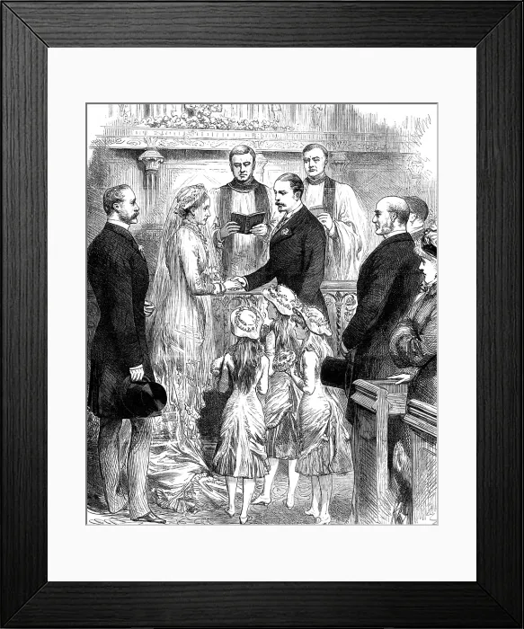 Framed Print : Marriage of Baroness Burdett-Coutts and Mr. W. Ashmead-Bartlett, on Saturday last, 1881. Creator: Unknown Framed Print : Marriage of Baroness Burdett-Coutts and Mr. W. Ashmead-Bartlett, on Saturday last, 1881. Creator: Unknown