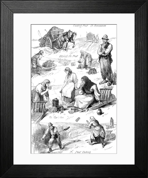 Framed Print : Sketches among the Irish peasantry: winter fuel, 1881. Creator: Unknown Framed Print : Sketches among the Irish peasantry: winter fuel, 1881. Creator: Unknown
