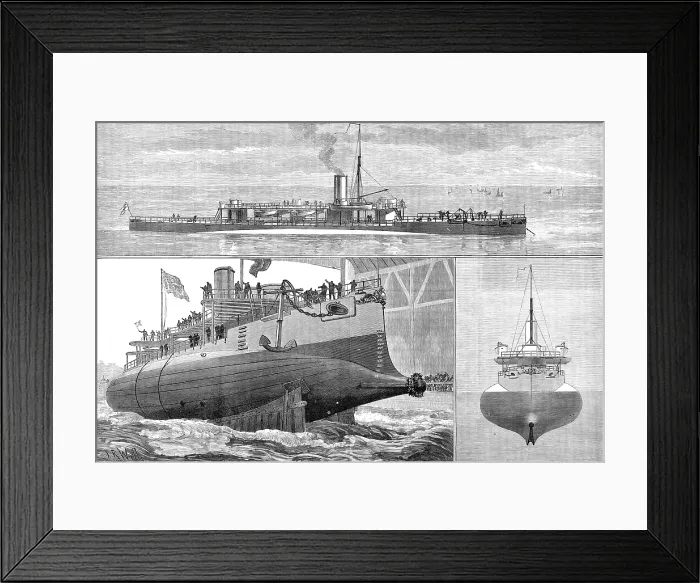 Framed Print : Launch of H.M.S. Polyphemus at Chatham Dockyard, 1881. Creator: Unknown Framed Print : Launch of H.M.S. Polyphemus at Chatham Dockyard, 1881. Creator: Unknown