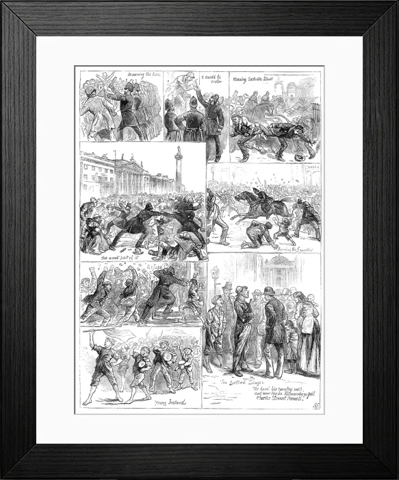 Framed Print : The Irish Land League Agitation: sketches in Dublin - Saturday evening, Oct. 16, 1881. Creator: Unknown Framed Print : The Irish Land League Agitation: sketches in Dublin - Saturday evening, Oct. 16, 1881. Creator: Unknown