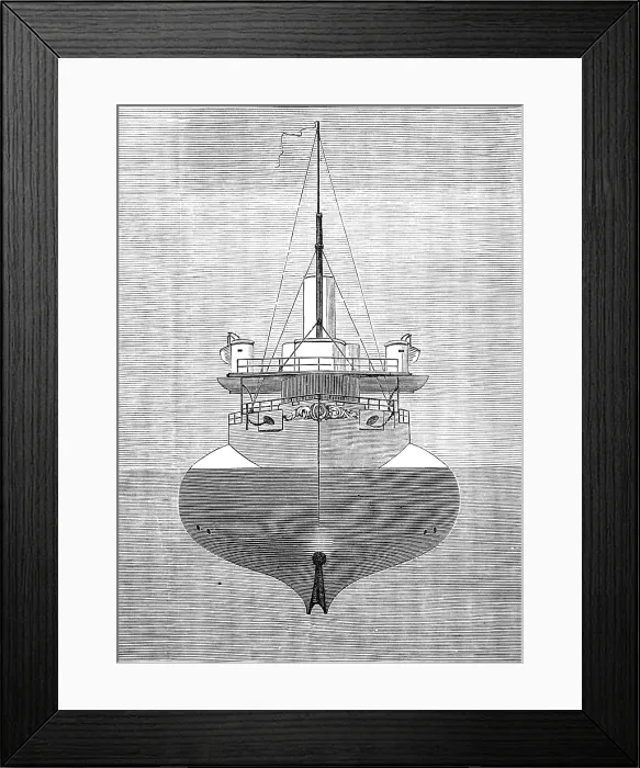 Framed Print : Bow view, showing hull below water-line, 1881. Creator: Unknown Framed Print : Bow view, showing hull below water-line, 1881. Creator: Unknown