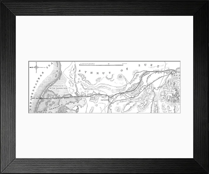 Framed Print : Plan of the Suez Canal, from the Mediterranean to the Red Sea, 1883. Creator: Unknown Framed Print : Plan of the Suez Canal, from the Mediterranean to the Red Sea, 1883. Creator: Unknown