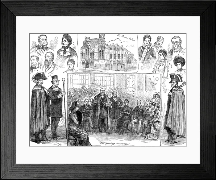 Framed Print : Jottings at the opening of the new Townhall at Hastings, 1881. Creator: W. P Framed Print : Jottings at the opening of the new Townhall at Hastings, 1881. Creator: W. P