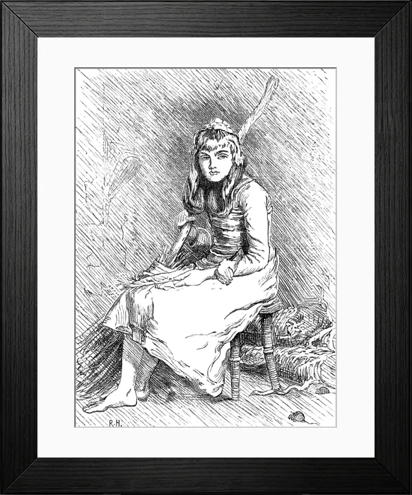 Framed Print : Sketches of pictures in the Royal Academy Exhibition: Cinderella, J. E. Millais, R.A. 1881. Creator: R. H Framed Print : Sketches of pictures in the Royal Academy Exhibition: Cinderella, J. E. Millais, R.A. 1881. Creator: R. H