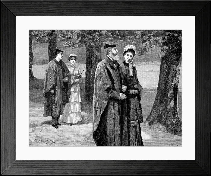 Framed Print : Their road lay through the lime walk, almost deserted now, 1883. Creator: R. Taylor Framed Print : Their road lay through the lime walk, almost deserted now, 1883. Creator: R. Taylor