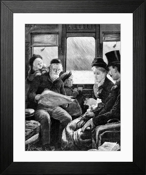 Framed Print : A Christmas Journey as we Do It Now - drawn by A. E. Emslie, 1881. Creator: W. I. Mosses Framed Print : A Christmas Journey as we Do It Now - drawn by A. E. Emslie, 1881. Creator: W. I. Mosses