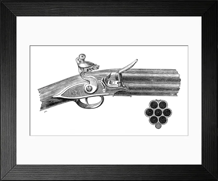 Framed Print : Nock's seven-barrelled carbine, 1807, (1881). Creator: Unknown. Nock's seven-barrelled carbine, 1807, (1881). Creator: Unknown Framed Print : Nock's seven-barrelled carbine, 1807, (1881). Creator: Unknown. Nock's seven-barrelled carbine, 1807, (1881). Creator: Unknown