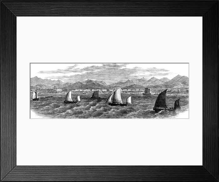 Framed Print : Boats carrying officers to see the Great Wall of China, 1881. Creator: Unknown Framed Print : Boats carrying officers to see the Great Wall of China, 1881. Creator: Unknown
