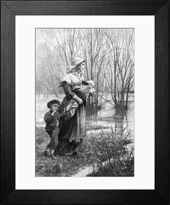 Framed Print : The Rising of the Waters - drawn by A. E. Emslie, 1881. Creator: R&E Taylor Framed Print : The Rising of the Waters - drawn by A. E. Emslie, 1881. Creator: R&E Taylor