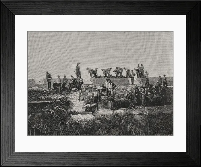 Framed Print : Fortification works on the coast of Santiago de Cuba, Cuban War of Independence (1895-1898), 1898. Creator: Arturo Carretero y Sanchez