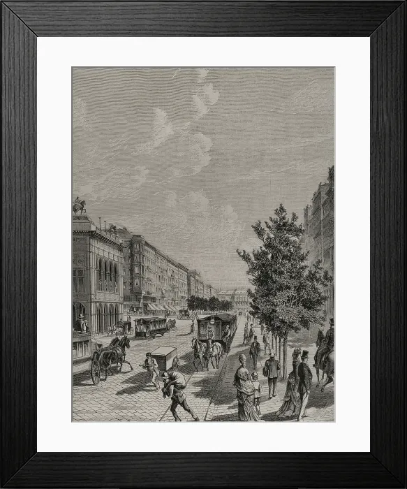 Framed Print : Ringstrasse and exterior of the State Opera, Vienna, 1878. Creator: August Stefan Kronstein Framed Print : Ringstrasse and exterior of the State Opera, Vienna, 1878. Creator: August Stefan Kronstein