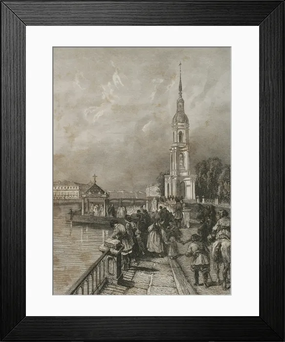 Framed Print : Bell tower of St. Nicholas Naval Cathedral, Saint Petersburg, Russia, 1839. Creator: Hippolyte Lalaisse Framed Print : Bell tower of St. Nicholas Naval Cathedral, Saint Petersburg, Russia, 1839. Creator: Hippolyte Lalaisse