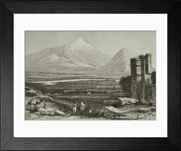Framed Print : Mount Ararat with its perpetual snow, Armenia, 1838. Creator: Augustin Francois Lemaitre Framed Print : Mount Ararat with its perpetual snow, Armenia, 1838. Creator: Augustin Francois Lemaitre