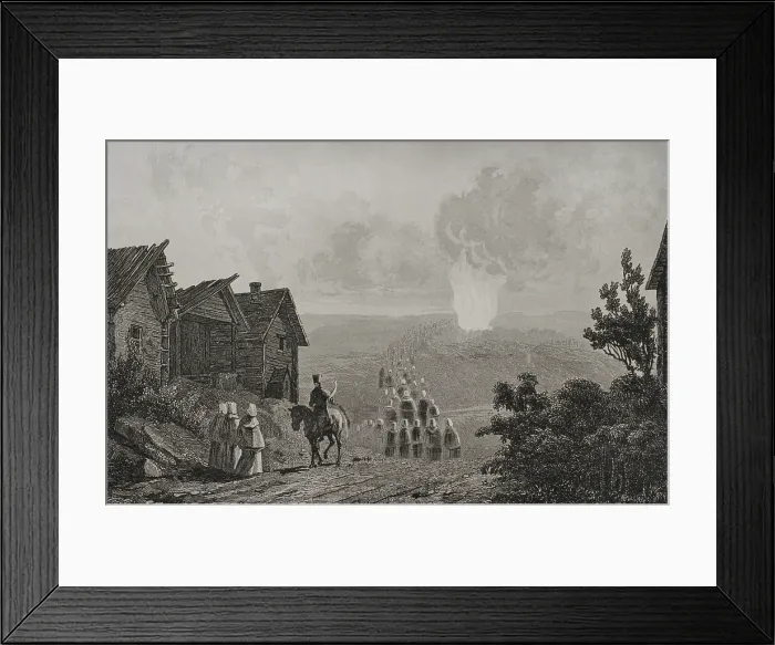 Framed Print : Night fires on the eve of the Feast of Saint John, Russia, 1839. Creator: Augustin Francois Lemaitre Framed Print : Night fires on the eve of the Feast of Saint John, Russia, 1839. Creator: Augustin Francois Lemaitre