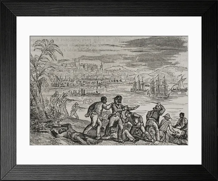 Framed Print : Attack on Puerto Rico, Anglo-Spanish War, 1797, (1851). Creator: Villegas Framed Print : Attack on Puerto Rico, Anglo-Spanish War, 1797, (1851). Creator: Villegas