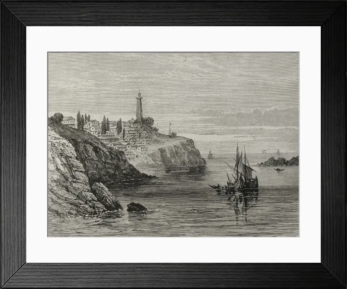 Framed Print : Bosphorus lighthouse at the entrance to the Black Sea, on the European coast, Turkey, 1878. Creator: John Greenaway Framed Print : Bosphorus lighthouse at the entrance to the Black Sea, on the European coast, Turkey, 1878. Creator: John Greenaway