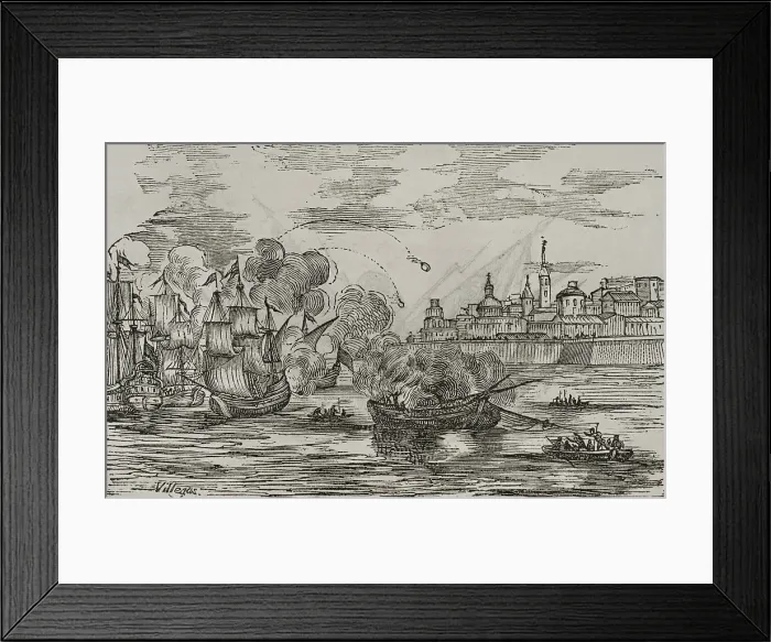 Framed Print : Assault on Cadiz, 1797, (1851). Creator: Unknown Framed Print : Assault on Cadiz, 1797, (1851). Creator: Unknown