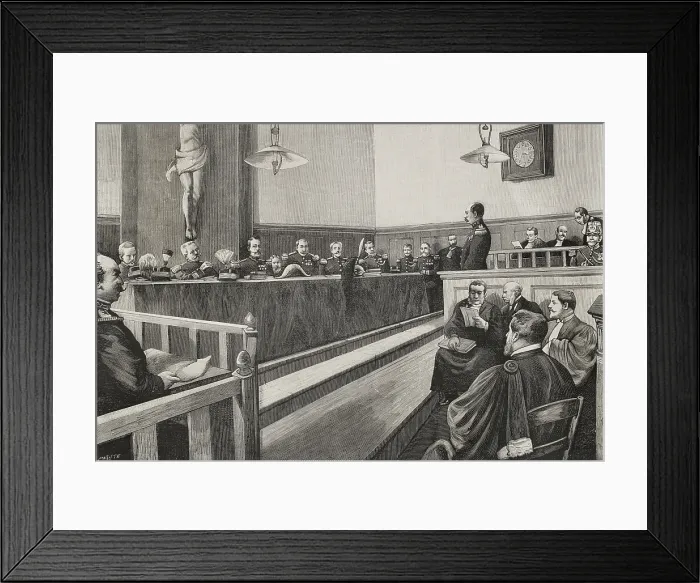 Framed Print : Ferdinand Walsin Esterhazy is tried before a military court, 10 January 1898. Creator: Benigno Matute Parga Framed Print : Ferdinand Walsin Esterhazy is tried before a military court, 10 January 1898. Creator: Benigno Matute Parga