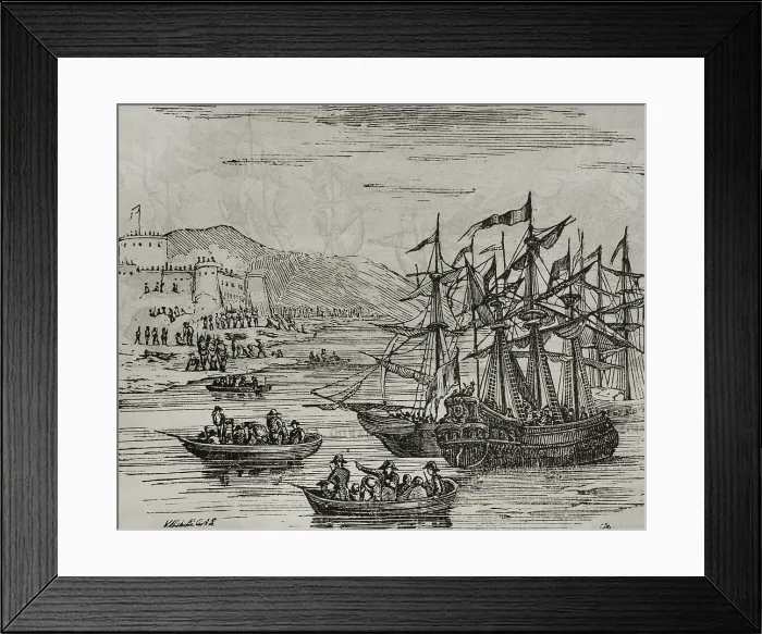 Framed Print : The Taking of Menorca, November 7, 1798, (1851). Creator: Unknown Framed Print : The Taking of Menorca, November 7, 1798, (1851). Creator: Unknown