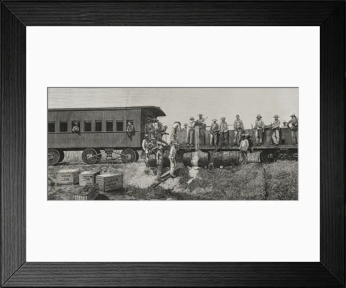 Framed Print : Cuban War of Independence: Distribution of rations, Cuba, 1898. Creator: Unknown Framed Print : Cuban War of Independence: Distribution of rations, Cuba, 1898. Creator: Unknown
