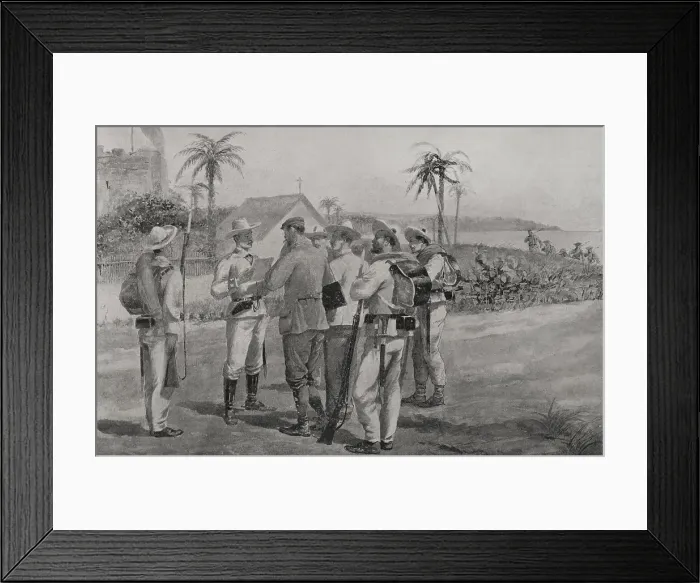 Framed Print : Spanish-American War (1898): arrest of two correspondents of the US newspaper 'World', 1898. Creator: Enrique Laporta Valor Framed Print : Spanish-American War (1898): arrest of two correspondents of the US newspaper 'World', 1898. Creator: Enrique Laporta Valor