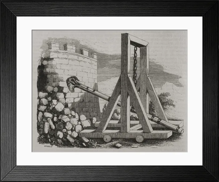 Framed Print : Battering ram - siege weapon, 1852. Creator: Unknown Framed Print : Battering ram - siege weapon, 1852. Creator: Unknown