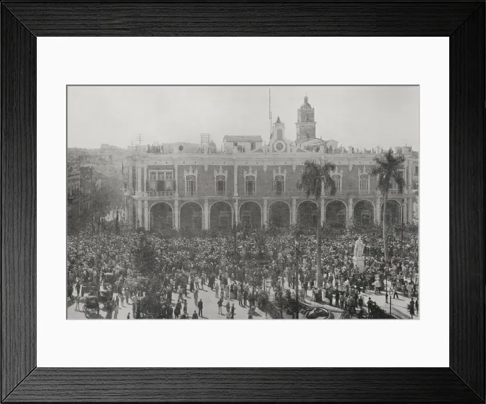 Framed Print : Spanish-American War (1898): patriotic demonstration at the Captaincy General, Havana, Cuba, 1898. Creator: Unknown