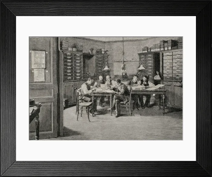 Framed Print : Strike of paving workers - organizing the protest, Paris, France, 1898. Creator: Unknown Framed Print : Strike of paving workers - organizing the protest, Paris, France, 1898. Creator: Unknown