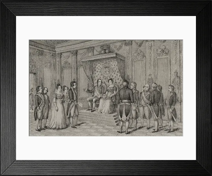 Framed Print : Manuel Godoy in the presence of Charles IV and Maria Luisa of Parma, c1801, (1851). Creator: Unknown Framed Print : Manuel Godoy in the presence of Charles IV and Maria Luisa of Parma, c1801, (1851). Creator: Unknown