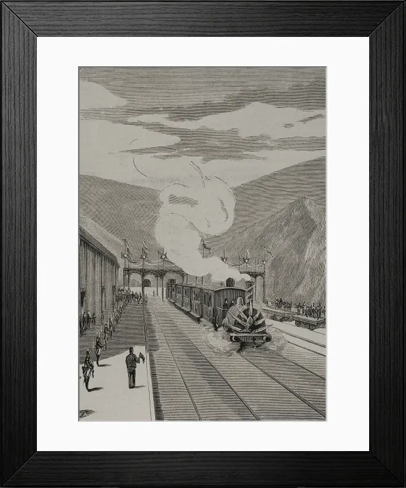Framed Print : Inauguration of the France Railroad in Gerona, on January 20, 1878. Creator: Unknown Framed Print : Inauguration of the France Railroad in Gerona, on January 20, 1878. Creator: Unknown