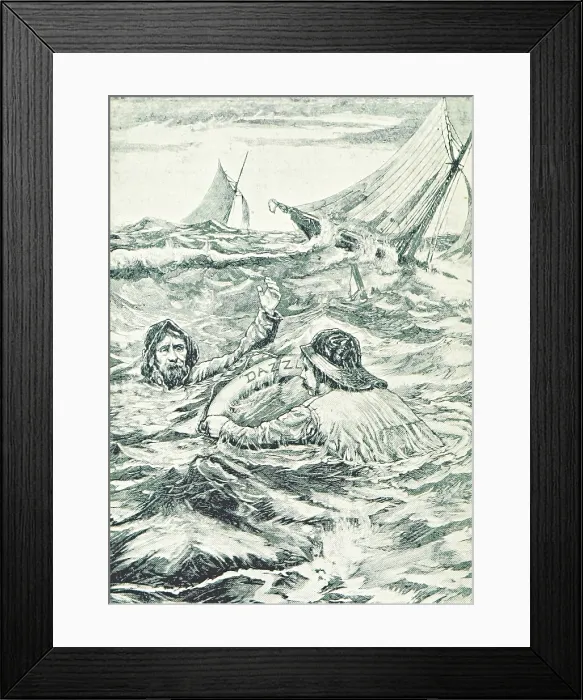 Framed Print : Shipwrecked men in the sea, 1896. Creator: Unknown Framed Print : Shipwrecked men in the sea, 1896. Creator: Unknown