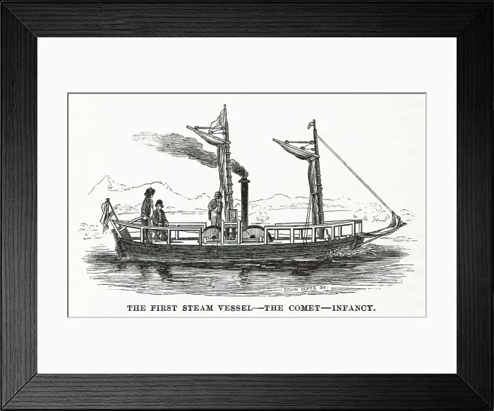 Framed Print : The first steam vessel - the Comet - infancy, 1858. Creator: Edwin Roffe Framed Print : The first steam vessel - the Comet - infancy, 1858. Creator: Edwin Roffe
