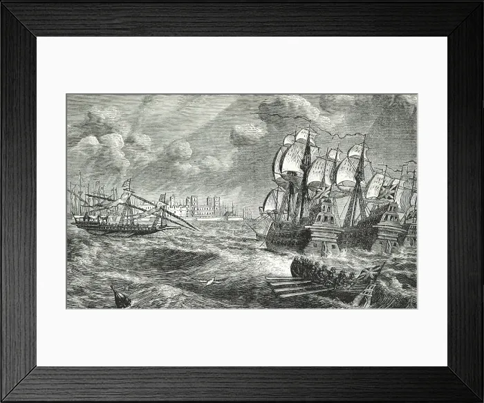 Framed Print : The English fleet before Cadiz, 1596, (1896). Creator: Unknown Framed Print : The English fleet before Cadiz, 1596, (1896). Creator: Unknown