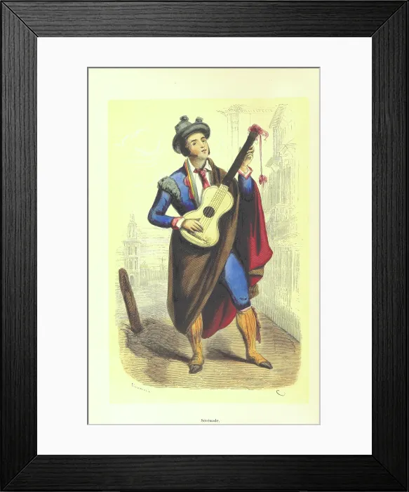 Framed Print : Serenade, 1848. Creator: Adolphe Francois Pannemaker Framed Print : Serenade, 1848. Creator: Adolphe Francois Pannemaker
