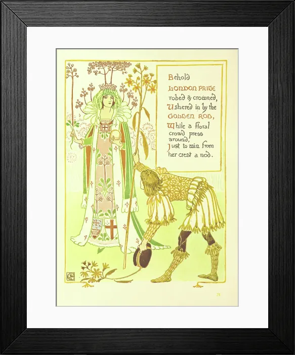 Framed Print : Behold London Pride robed & crowned, Ushered in by the Golden Rod... 1899. Creator: Walter Crane Framed Print : Behold London Pride robed & crowned, Ushered in by the Golden Rod... 1899. Creator: Walter Crane