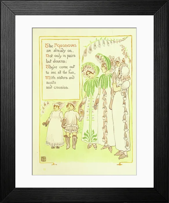 Framed Print : The Foxgloves are already on, Not only in pairs but dozens... 1899. Creator: Walter Crane Framed Print : The Foxgloves are already on, Not only in pairs but dozens... 1899. Creator: Walter Crane