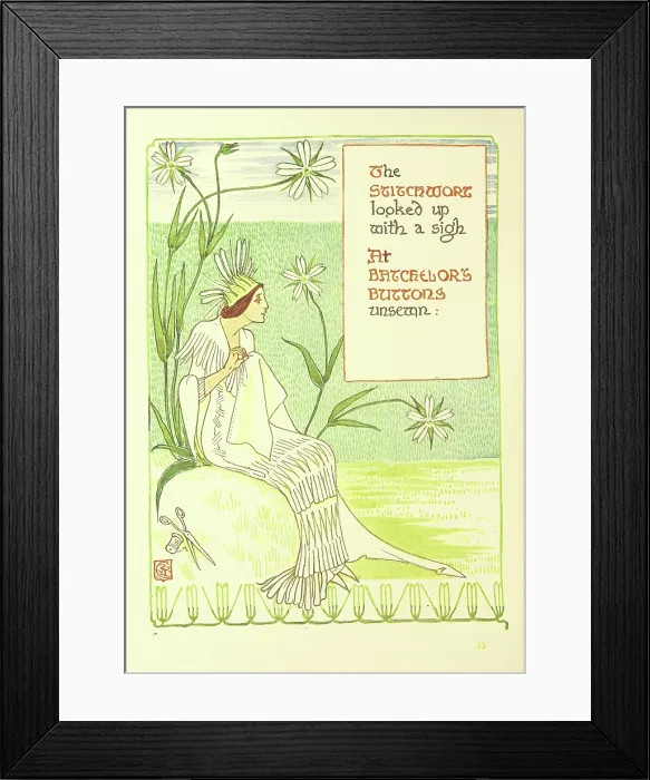 Framed Print : The Stitchwort looked up with a sigh At the Batchelor's Buttons unsewn;, 1899 Framed Print : The Stitchwort looked up with a sigh At the Batchelor's Buttons unsewn;, 1899