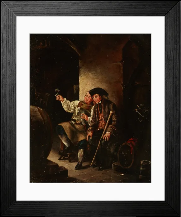 Framed Print : Wine Drinkers, 19th century. Creator: Unknown