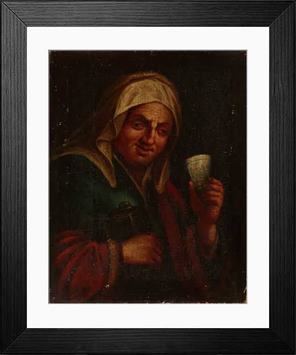 Framed Print : Old Woman with a Mug, 18th century. Creator: Unknown Framed Print : Old Woman with a Mug, 18th century. Creator: Unknown