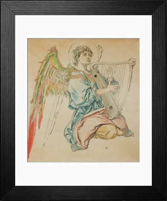 Framed Print : Cardboard for the Polychromy in the St Mary's Church-Figure of an Angel Playing... 1888-1891 Framed Print : Cardboard for the Polychromy in the St Mary's Church-Figure of an Angel Playing... 1888-1891