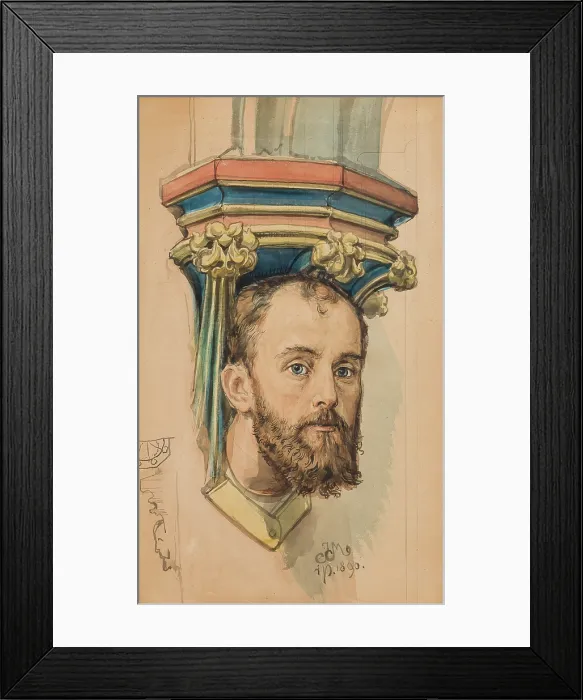 Framed Print : Carton for the polychrome from St Mary's Church - console in the shape of a male head... 1890 Framed Print : Carton for the polychrome from St Mary's Church - console in the shape of a male head... 1890