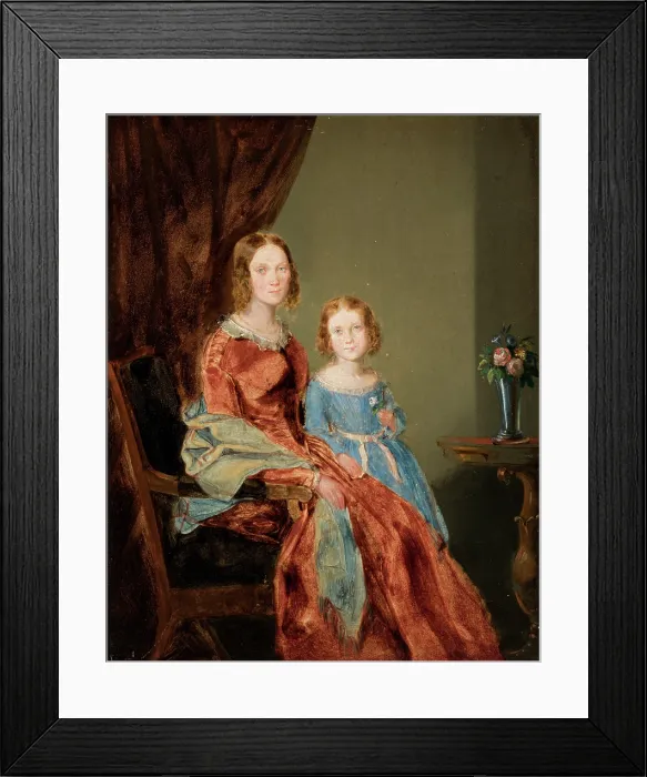 Framed Print : Portrait of Wife with Daughter Maria, c1837. Creator: Karol Wolanski Framed Print : Portrait of Wife with Daughter Maria, c1837. Creator: Karol Wolanski
