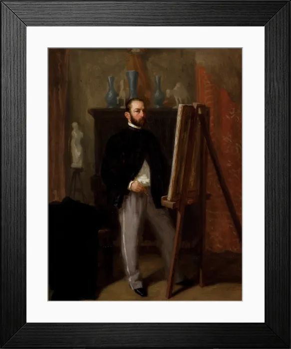 Framed Print : Self-Portrait at the Easel, 1858. Creator: Henryk Rodakowski