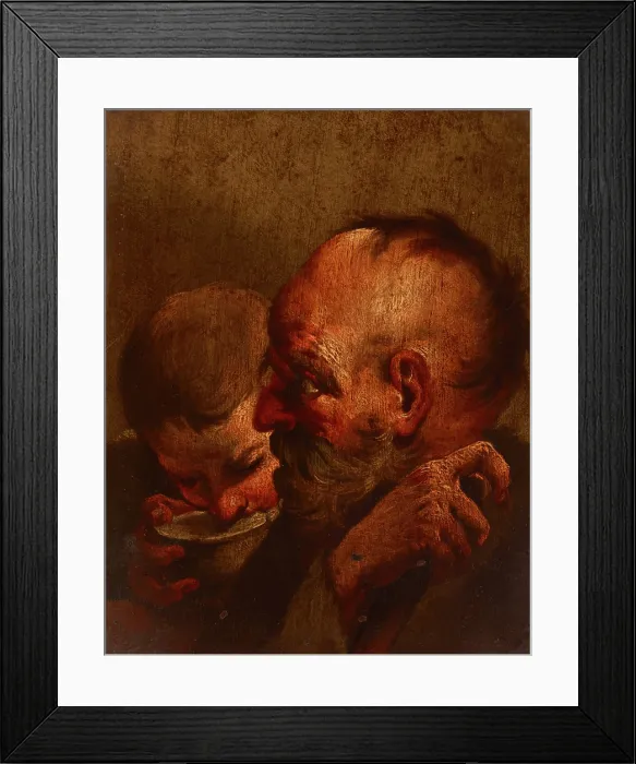 Framed Print : Heads of an Old Man and a Youth, 18th century. Creator: Unknown Framed Print : Heads of an Old Man and a Youth, 18th century. Creator: Unknown