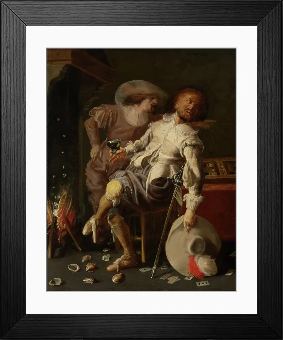 Framed Print : Two Feasting Soldiers, 1620s. Creator: Unknown