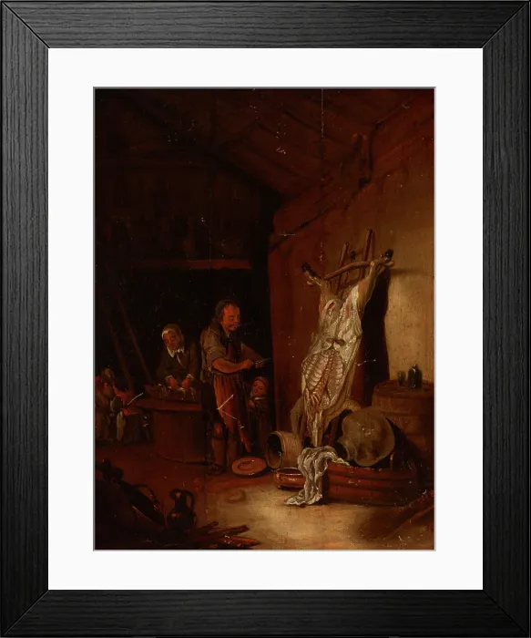 Framed Print : Interior of a Slaughtehouse, Late 17th-early 18th century. Creator: Unknown Framed Print : Interior of a Slaughtehouse, Late 17th-early 18th century. Creator: Unknown