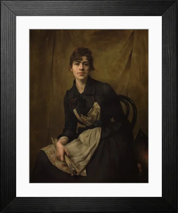 Framed Print : Self-Portrait with Apron and Brushes, 1887. Creator: Anna Bilinska Framed Print : Self-Portrait with Apron and Brushes, 1887. Creator: Anna Bilinska