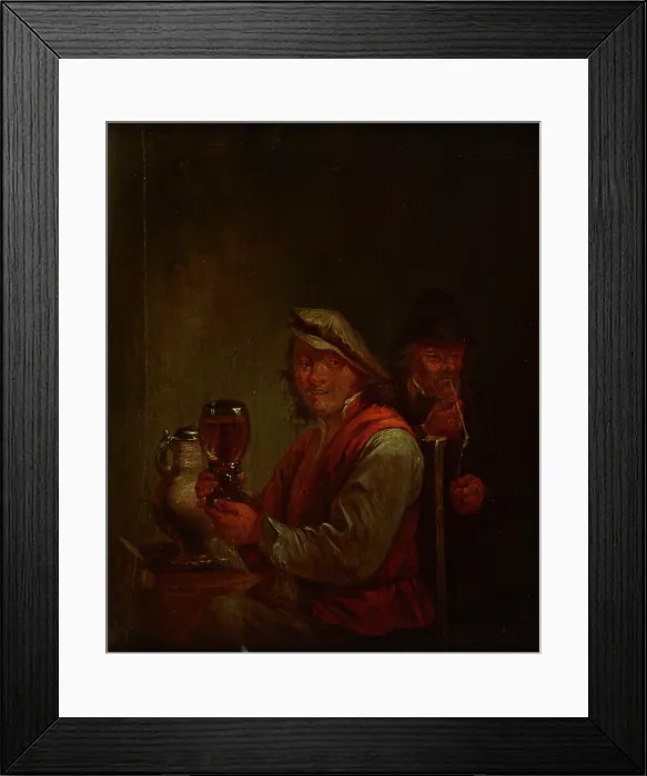 Framed Print : Drinking Man and an Old Smoking Man, 1st half of 18th century. Creator: Unknown Framed Print : Drinking Man and an Old Smoking Man, 1st half of 18th century. Creator: Unknown
